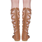 Rome size code cool boots flat cross straps boots high tube hollow strap - DanaFashionstore