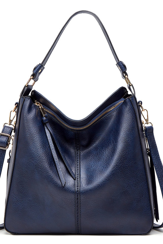 Hobos Zipper Bucket Bags With Adjustable Shoulder-strap Handbags Temperament High Capacity Messenger Shoulder Bag For Women