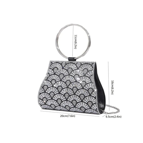 Dinner Bag Inlaid With Diamond PU European And American Chain - DanaFashionstore