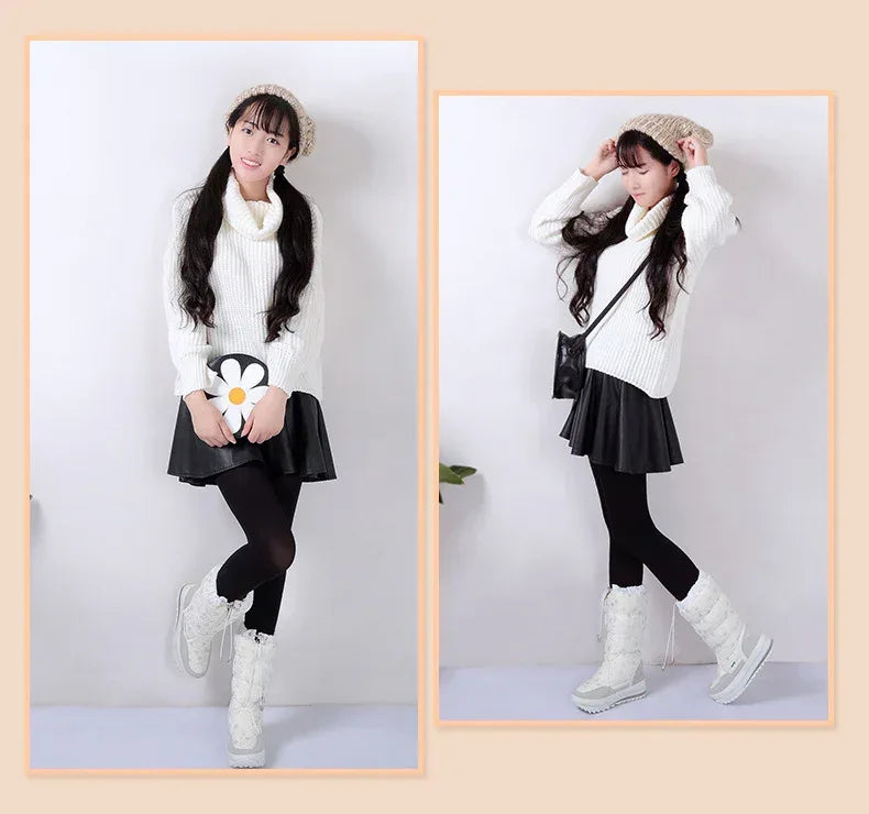 Women Boots Winter Shoes Women Snow Boots Platform Keep Warm Ankle Winter Boots with Thick Fur Heels - DanaFashionstore