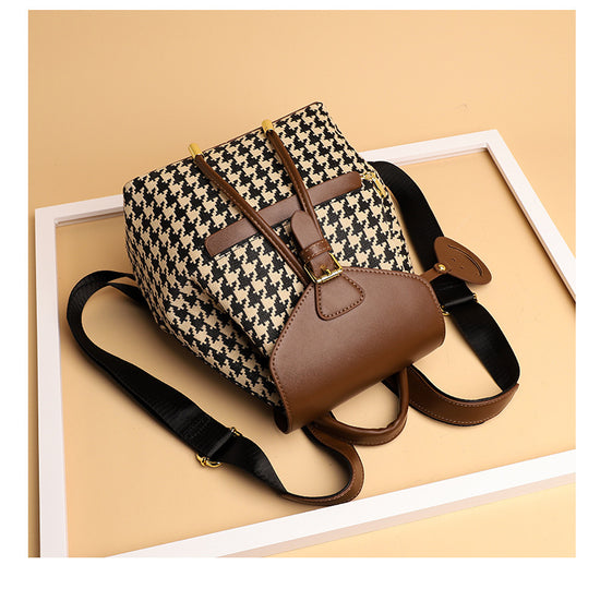 Houndstooth Backpack Women High Capacity Travel Bags Girls - Dana Fashion