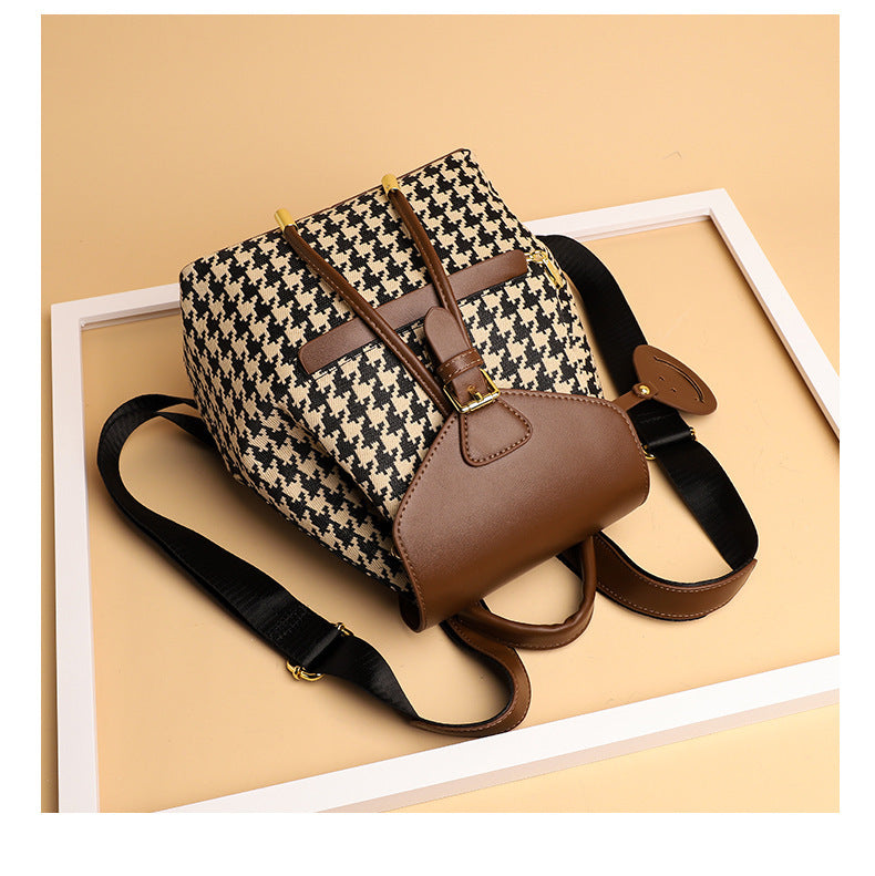 Houndstooth Backpack Women High Capacity Travel Bags Girls - Dana Fashion