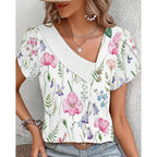 Casual Diagonal Collar Short-sleeved T-shirt - DanaFashionstore
