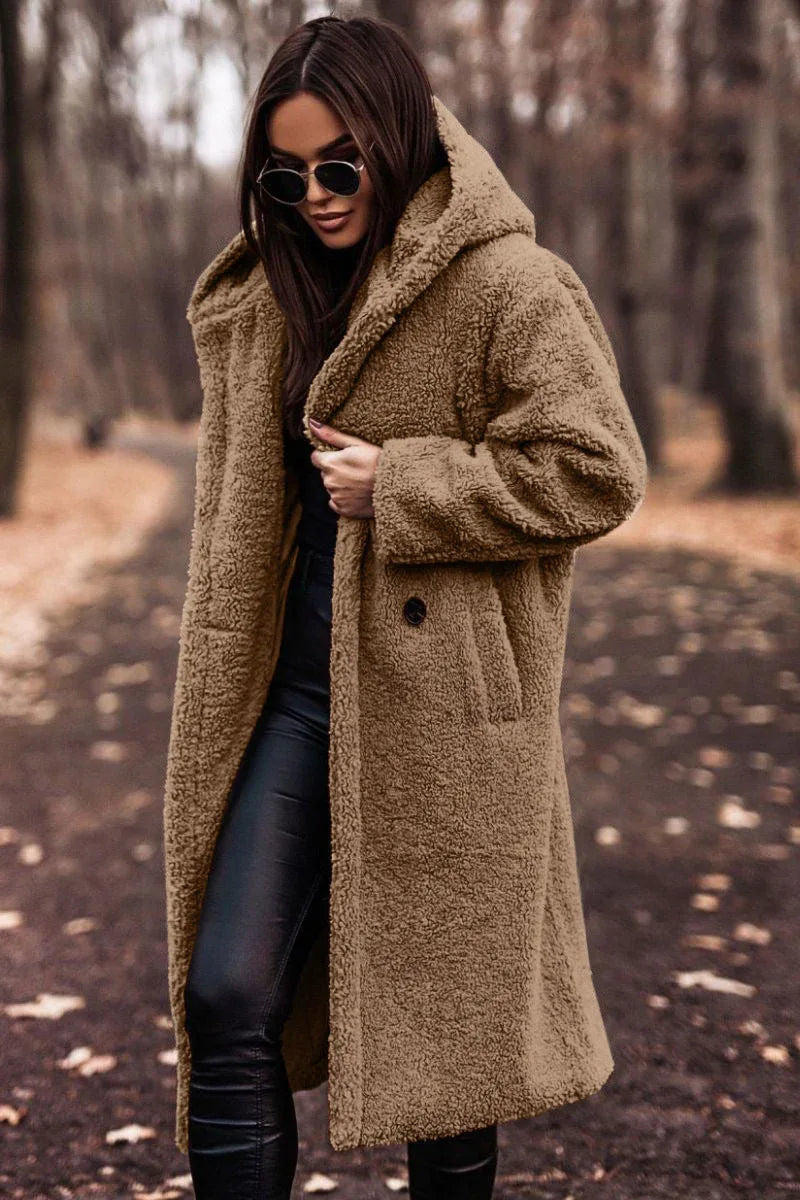 Autumn Winter Fashion Elegant Long Coat Woman Plush Warm Faux Fleece Coat Women Teddy Jacket Female Teddy Coat Outwear Ladies - DanaFashionstore