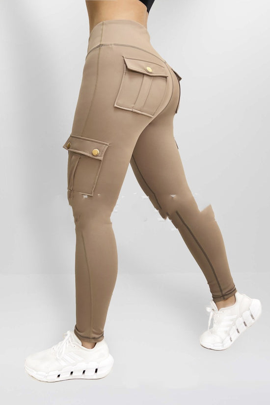 Workwear With Pocket Fitness Pants For Women High Elastic Tight