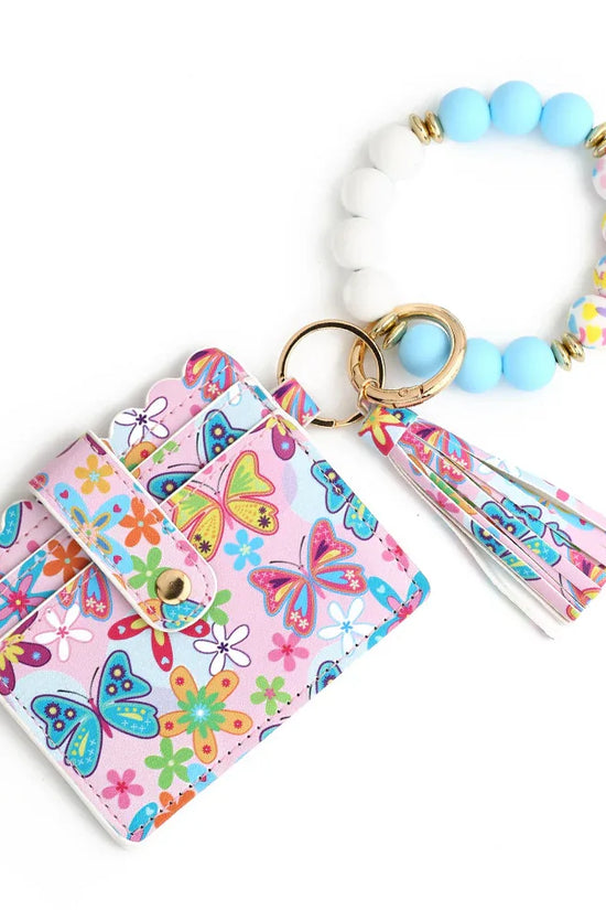 Love Polyurethane Card Holder Silica Gel Key Chain European And American Printed Silicone Beads Bracelet Women's Wallet - DanaFashionstore