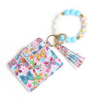 Love Polyurethane Card Holder Silica Gel Key Chain European And American Printed Silicone Beads Bracelet Women's Wallet - DanaFashionstore