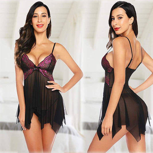 Women's Fashion Simple Halter Mesh Nightgown - Dana Fashion