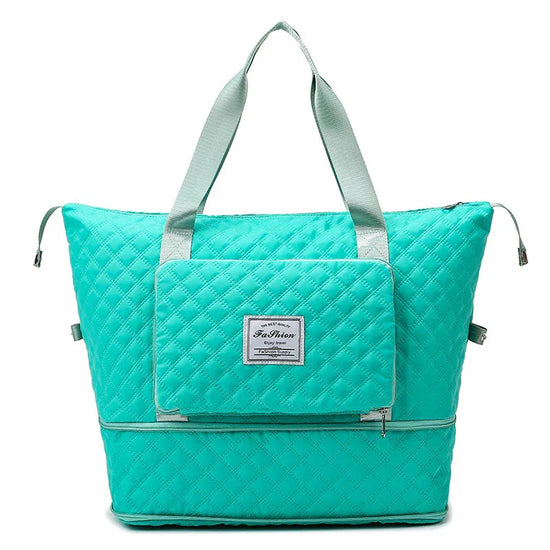 Foldable Travel Duffle Bag With Rhombus Sewing Design Large Capacity Fitness Handbag Portable Versatile Shoulder Bags Expandable Organizer - DanaFashionstore