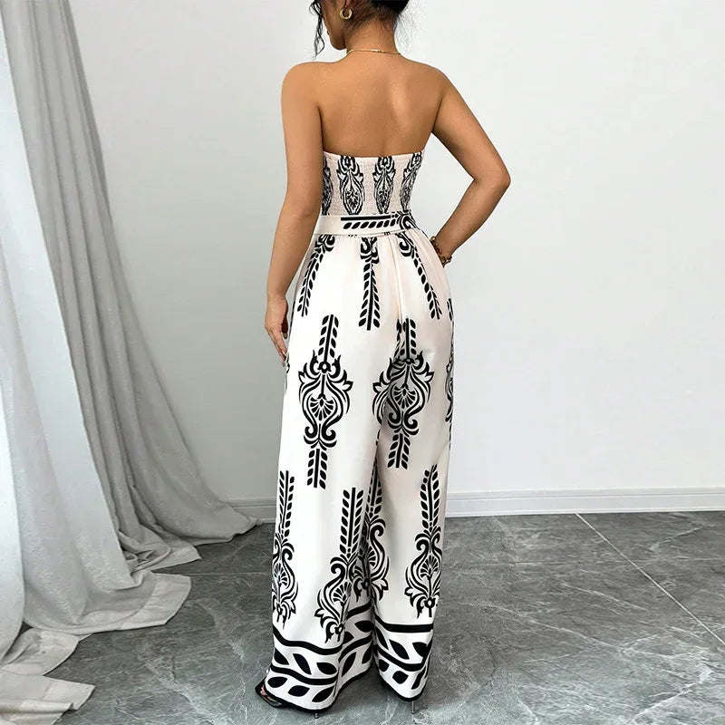Wide-Leg Printed Jumpsuit 2026 - Slim Fit Tied Casual Jumpsuit - DanaFashionstore