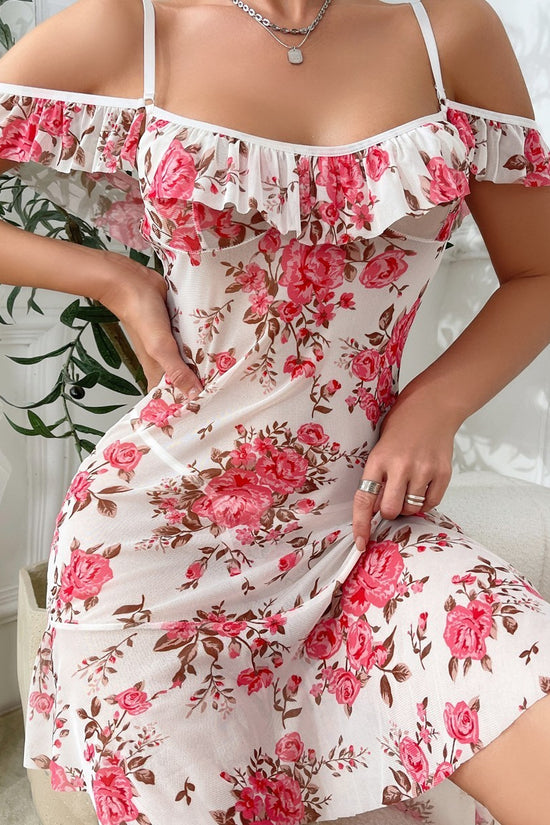 Women's Floral Print Nightgown With Suspenders - Dana Fashion
