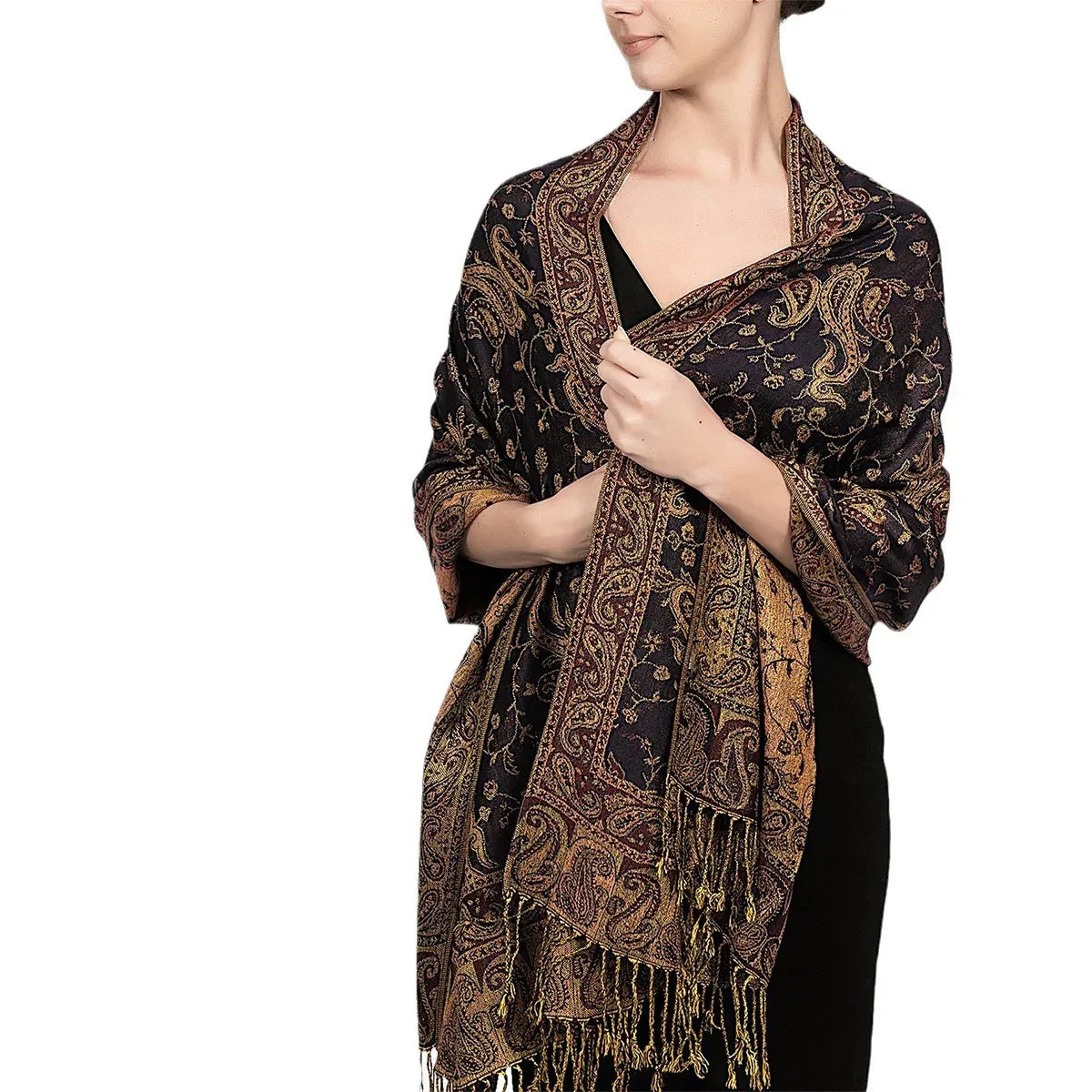 Autumn And Winter Ethnic Style Vintage Tassel Shawl Middle East Paisley Jacquard Scarf For Women - DanaFashionstore