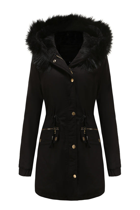 Women's Mid-length Fur Collar Coat Parker Cotton-padded Coat