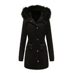 Women's Mid-Length Fur Collar Parker Coat 2026 - Cotton-Padded Jacket - DanaFashionstore