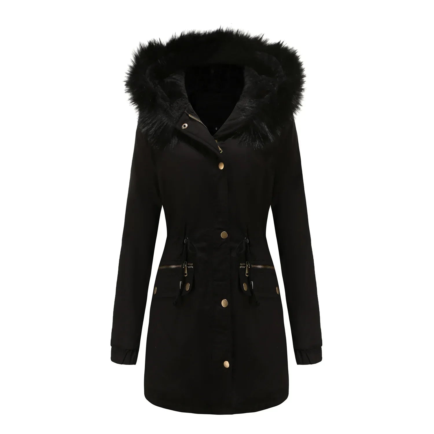 Women's Mid-Length Fur Collar Parker Coat 2026 - Cotton-Padded Jacket - DanaFashionstore