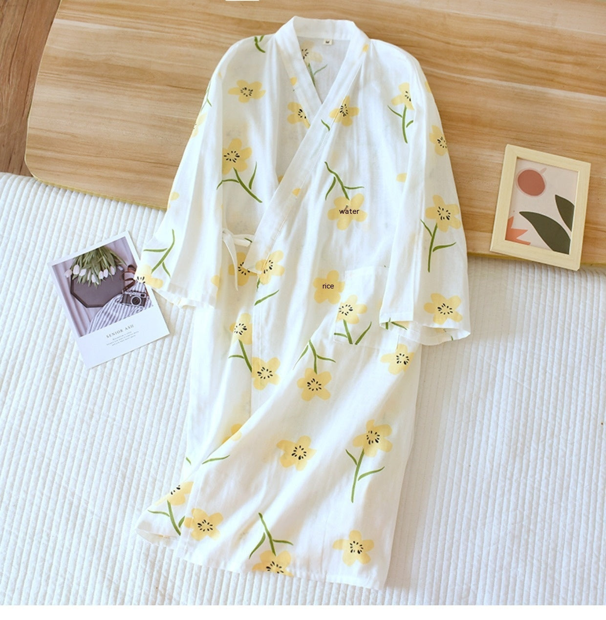 Women Bathrobe Nightdress Long Sleeve Nightgown Cotton Gauze - Dana Fashion