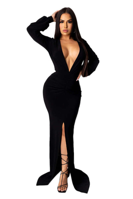 Women's Large V-neck Slim-fit Nightclub Evening Dress $36.56 Dana Fashion Color: Black Size: L Women's clothing Product information: Color: yellow, orange, red, black Waist type: high waist Size: S,M,L,XL,XXL Sleeve type: regular sleeve Main fabric compos