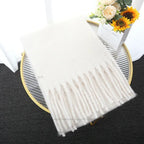 Macaron Solid Color Thick Braid Tassel Shawl - DanaFashionstore