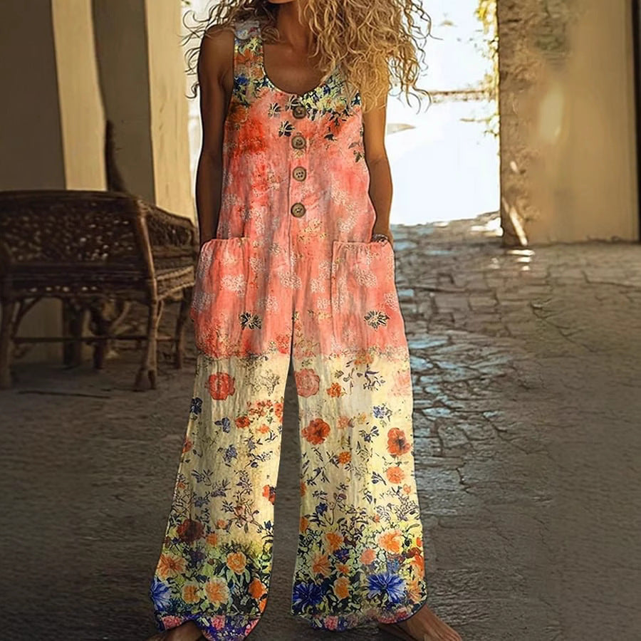 Casual Retro Personalized Printed Jumpsuit