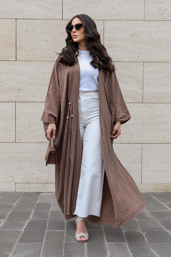 Muslim Women's Wear Modest Modern Fashion Turkish Striped Casual Plus Size Abaya Cardigan Robe