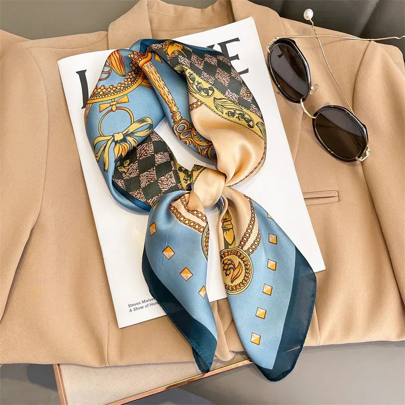 Artificial Silk Striped High-grade Korean Style Stylish Beach Arm Bag Silk Scarf - DanaFashionstore