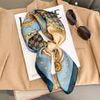 Artificial Silk Striped High-grade Korean Style Stylish Beach Arm Bag Silk Scarf - DanaFashionstore