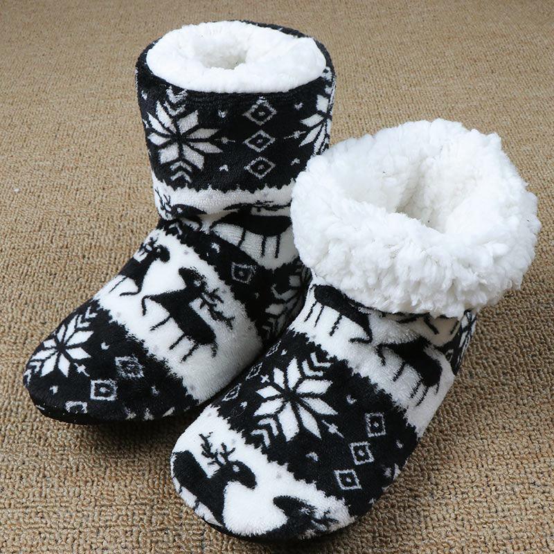 Christmas Elk Floor Shoes Indoor Socks Shoes Warm Plush House Slippers - DanaFashionstore