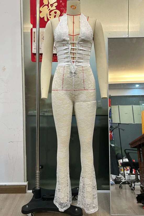 Lash Rope Lace Up Slim Fit Jumpsuit See-through - DanaFashionstore