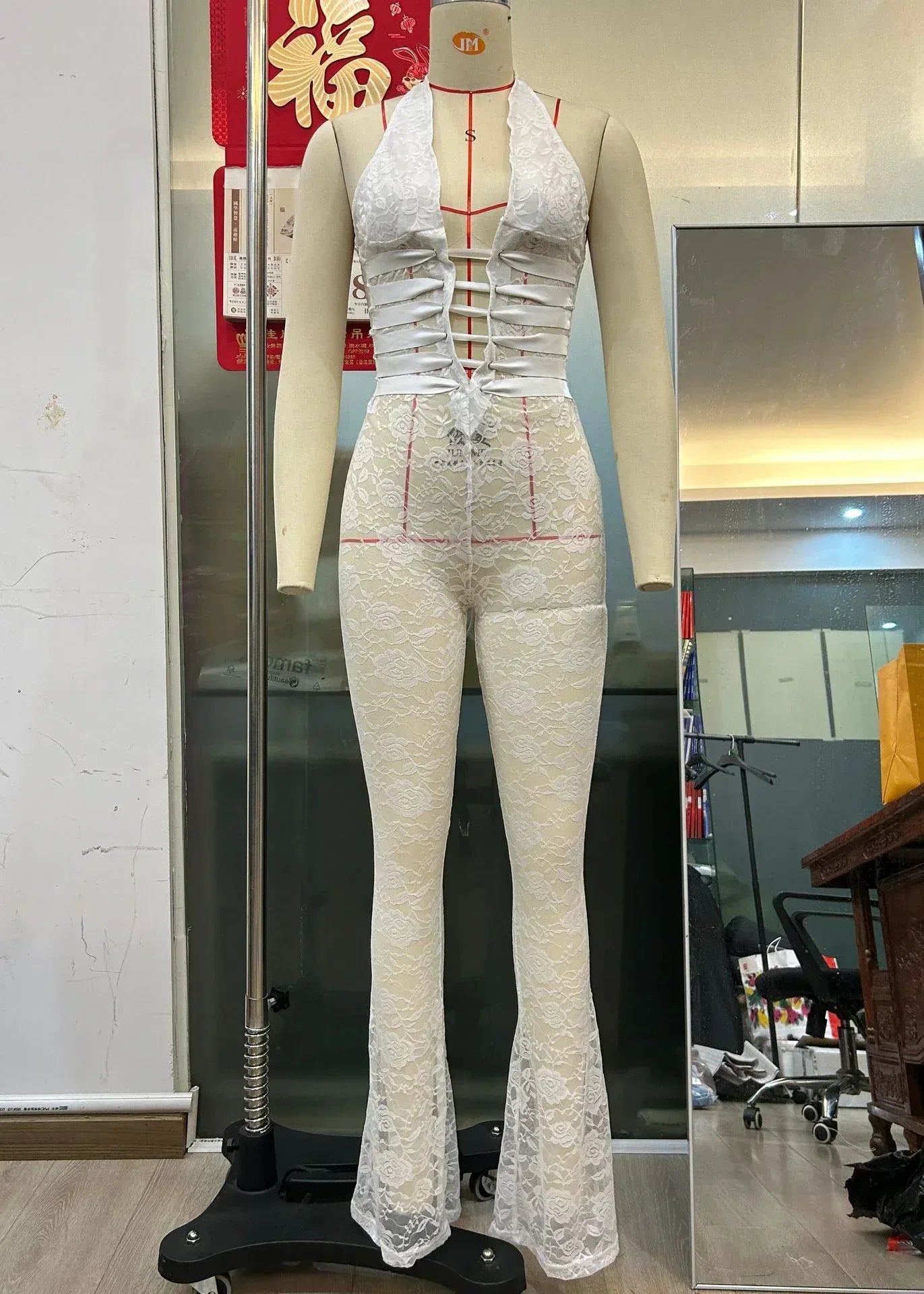 Lash Rope Lace Up Slim Fit Jumpsuit See-through - DanaFashionstore