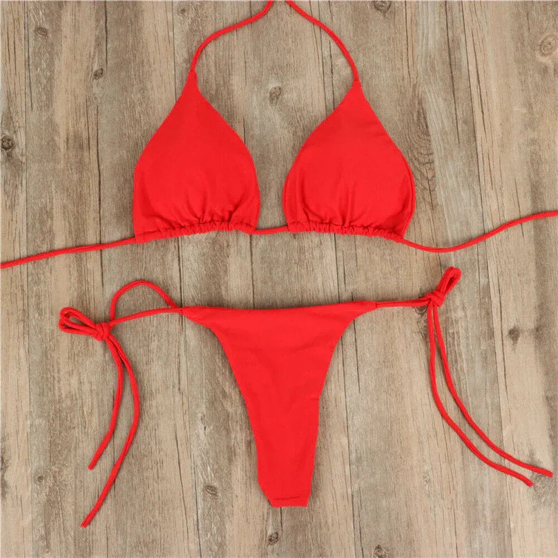 Halter Neck Tie Bikini Ladies Split Tie Swimsuit - DanaFashionstore