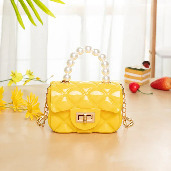 Children's Jelly Bag Rhombic Chain Pearl Handbag - DanaFashionstore