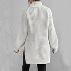 Turtleneck Pullover Sweater With Split Design Fashion Simple Solid Color Long Sleeve Tops Women's Clothing - DanaFashionstore