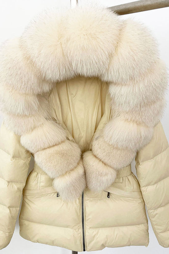 Short Women's Thickened Slim Fit Waist-tight Fur Down Jacket