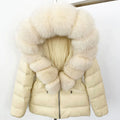 Short Slim Fit Fur Down Jacket 2026 - Women's Waist-Tight Winter Coat - DanaFashionstore
