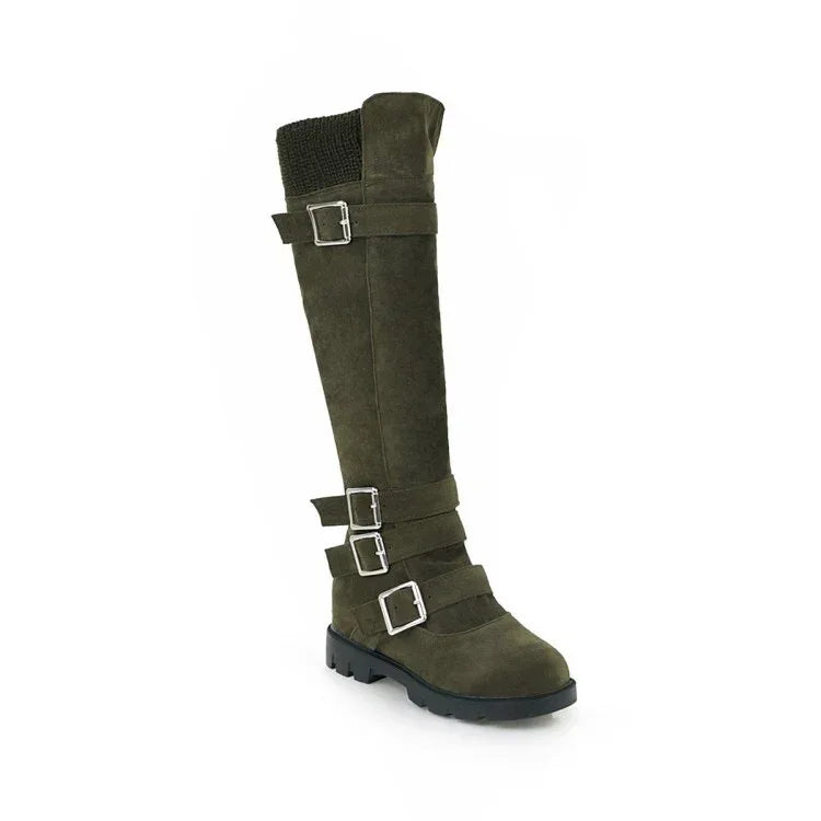 British Belt Buckle High Top Martin Boots Women - DanaFashionstore