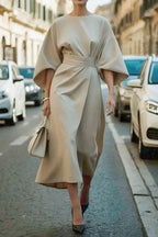 Loose Batwing Sleeve Dress Fashion Waist-tighted Solid Color Elegant Dresses For Women Clothing - DanaFashionstore