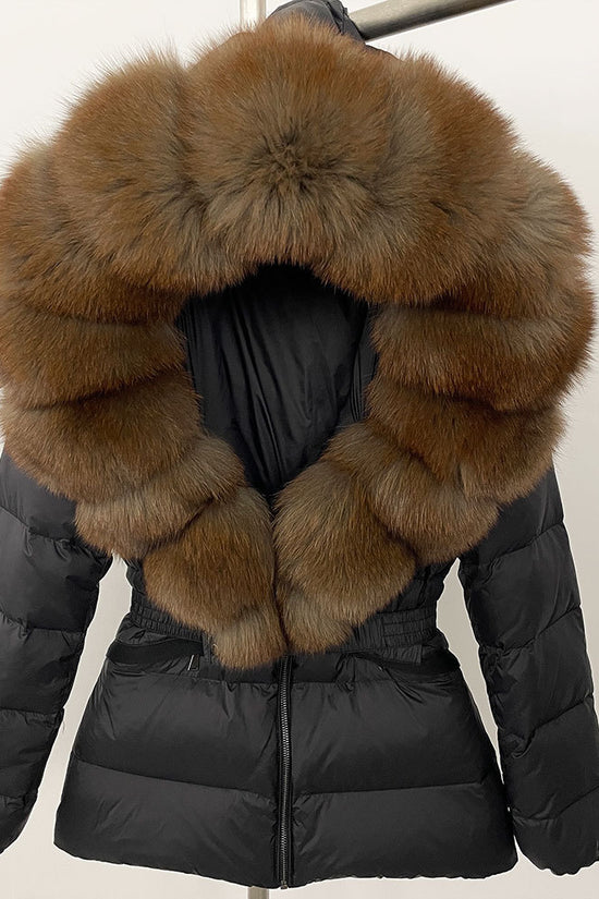 Short Women's Thickened Slim Fit Waist-tight Fur Down Jacket
