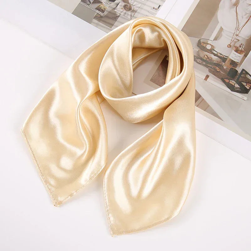Solid Color Square Scarf Artificial Silk Small Square Towel - DanaFashionstore