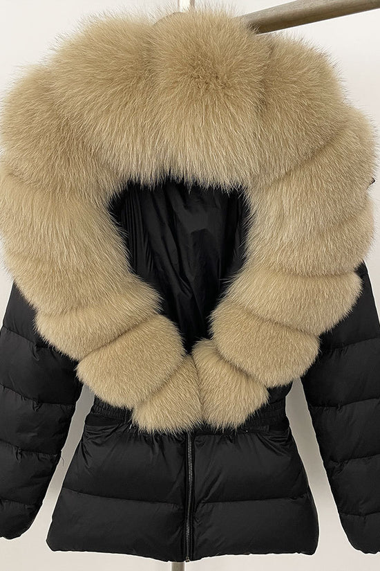 Short Women's Thickened Slim Fit Waist-tight Fur Down Jacket