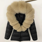 Short Slim Fit Fur Down Jacket 2026 - Women's Waist-Tight Winter Coat - DanaFashionstore