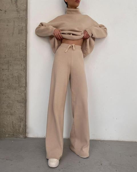 New Knitted Solid Color Loose Casual Suit