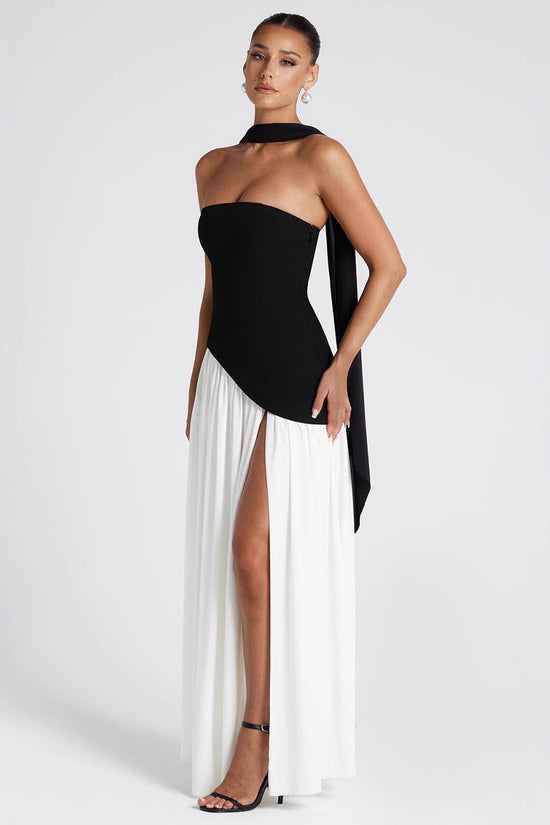 Spring And Summer New Color Matching Tube Top Sexy Off-the-shoulder Dress