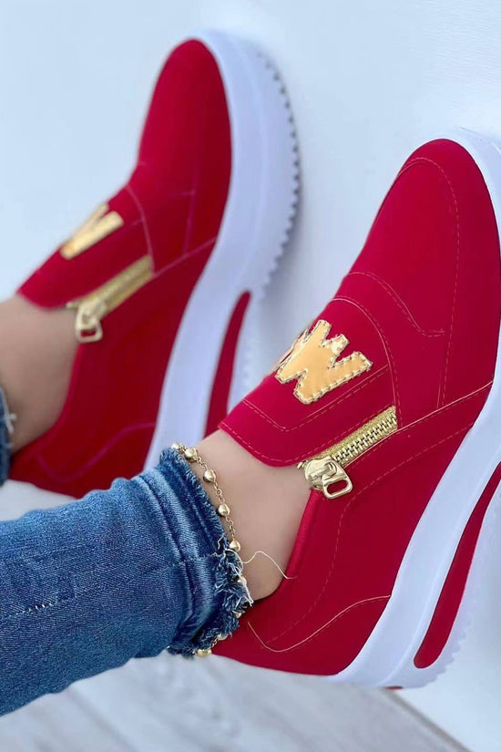 Large Size Sports Shoes Flat Solid Color Women's Casual Sneakers