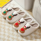 Christmas Shoes Winter Home Slippers Elk Soft Cozy Bedroom Slipper Slip On House Shoes - DanaFashionstore