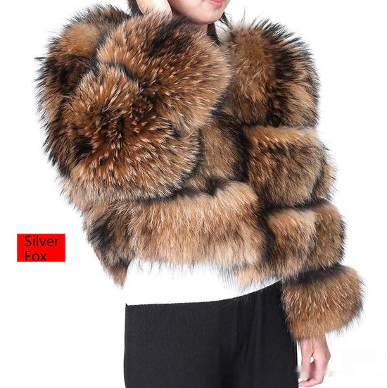 Warm Short Raccoon Fur Women's Clothing Leather Fur Coat - DanaFashionstore