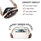 Triple-zipper Shoulder Bag With Floral Embroidered Straps Fashion Colorblock Multi-functional Crossbody Bags For Women - DanaFashionstore