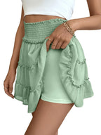 Casual Vacation Style Pleated Pure Color Elastic Waist Skirt For Women - DanaFashionstore