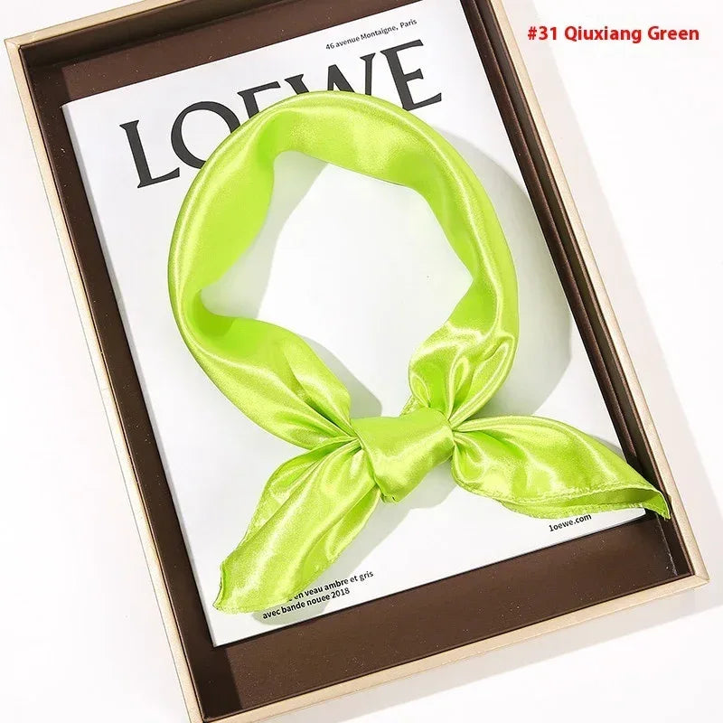 Solid Color Square Scarf Artificial Silk Small Square Towel - DanaFashionstore