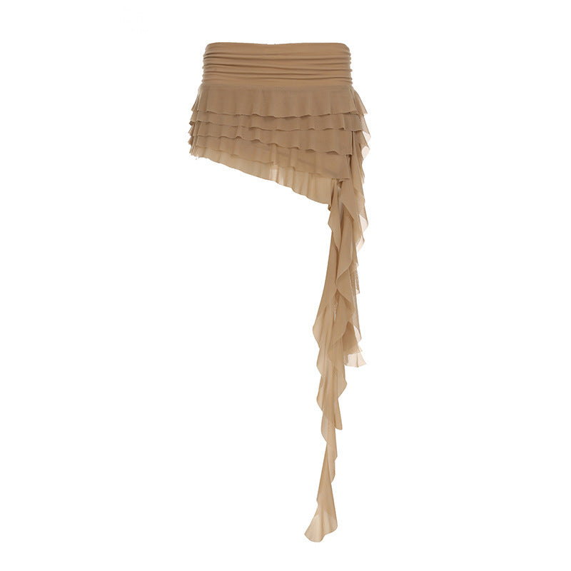 Low Waist All-match Ribbon Irregular Tulle Skirt - Dana Fashion