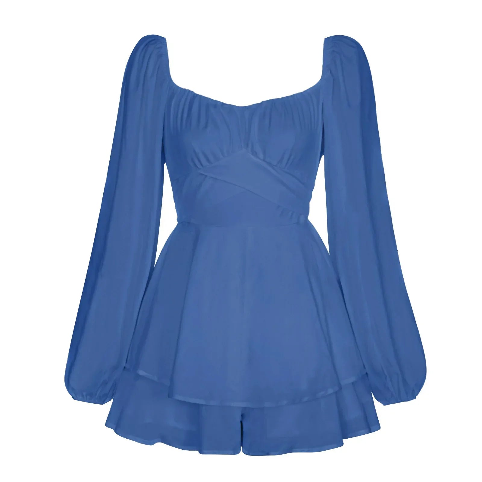 Women Jumpsuit Short Puff Sleeve Fashion Ruffle Shorts - DanaFashionstore